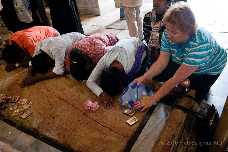 20100410_111059 D3.jpg - Stone of Unction.  It was very important to people to just touch this stone.  People bring important objects and pictures and place it on top